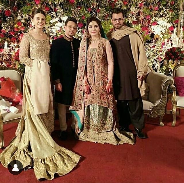 Awesome Couple Zara Noor Abbas and Asad Siddique at a Wedding Event