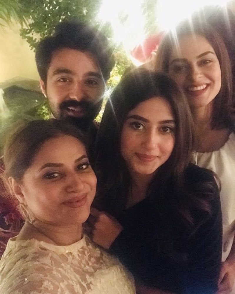 Sajal and Saboor Aly with Mr & Mrs Asif Raza Mir at an Event Last Night