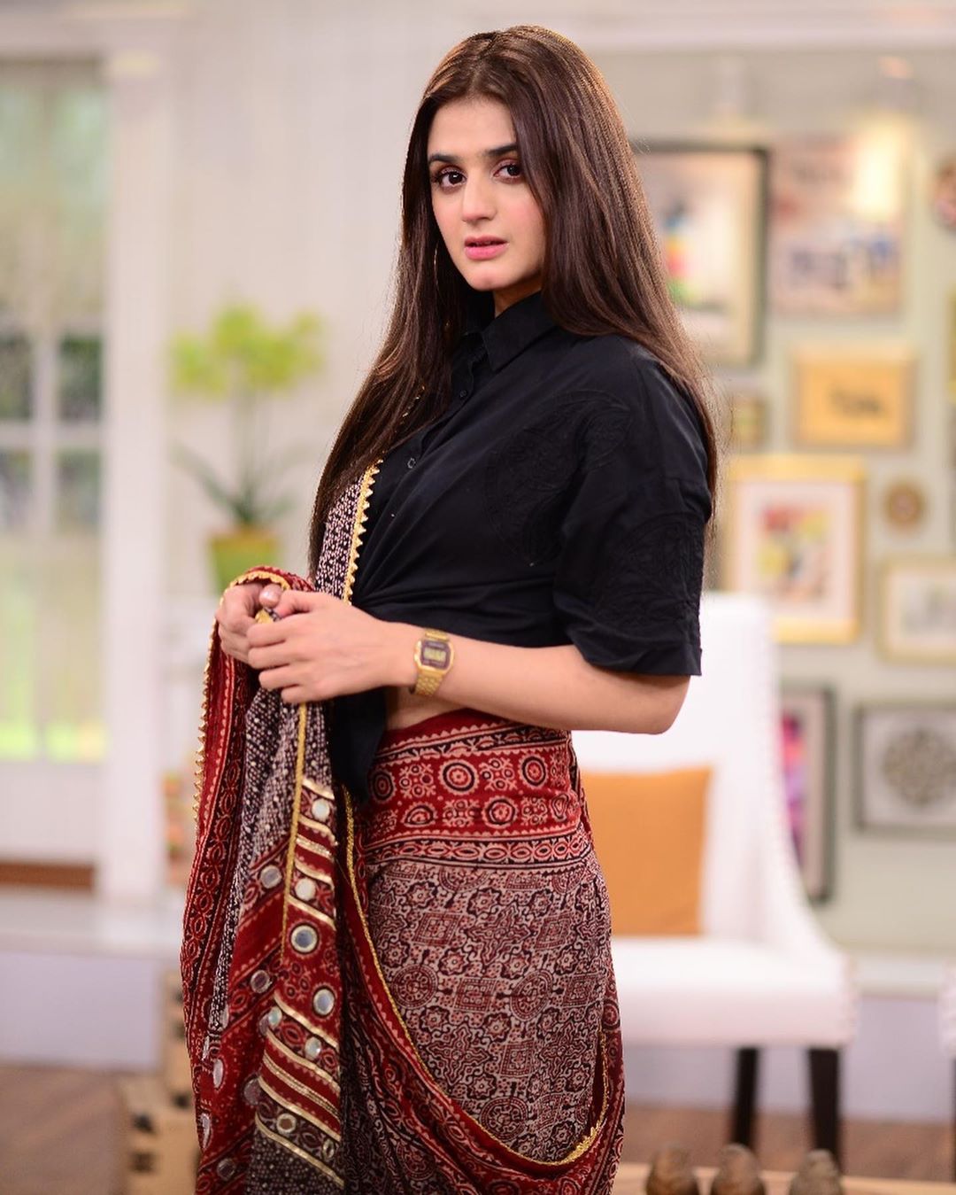 Beautiful Clicks with Different Look of Hira Mani in Saree