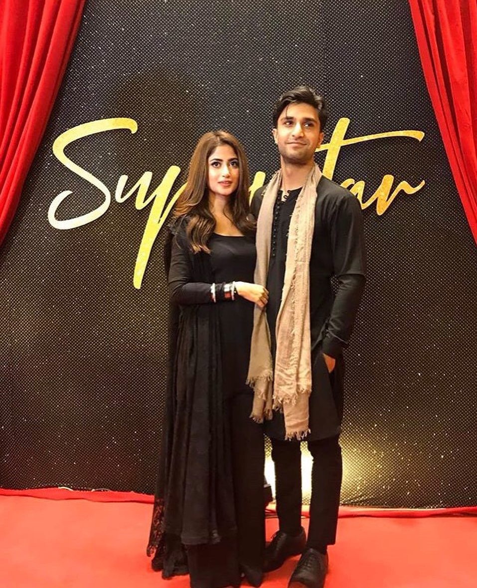 Sajal Aly and Ahad Raza Mir Spotted at the Premier of Movie Superstar