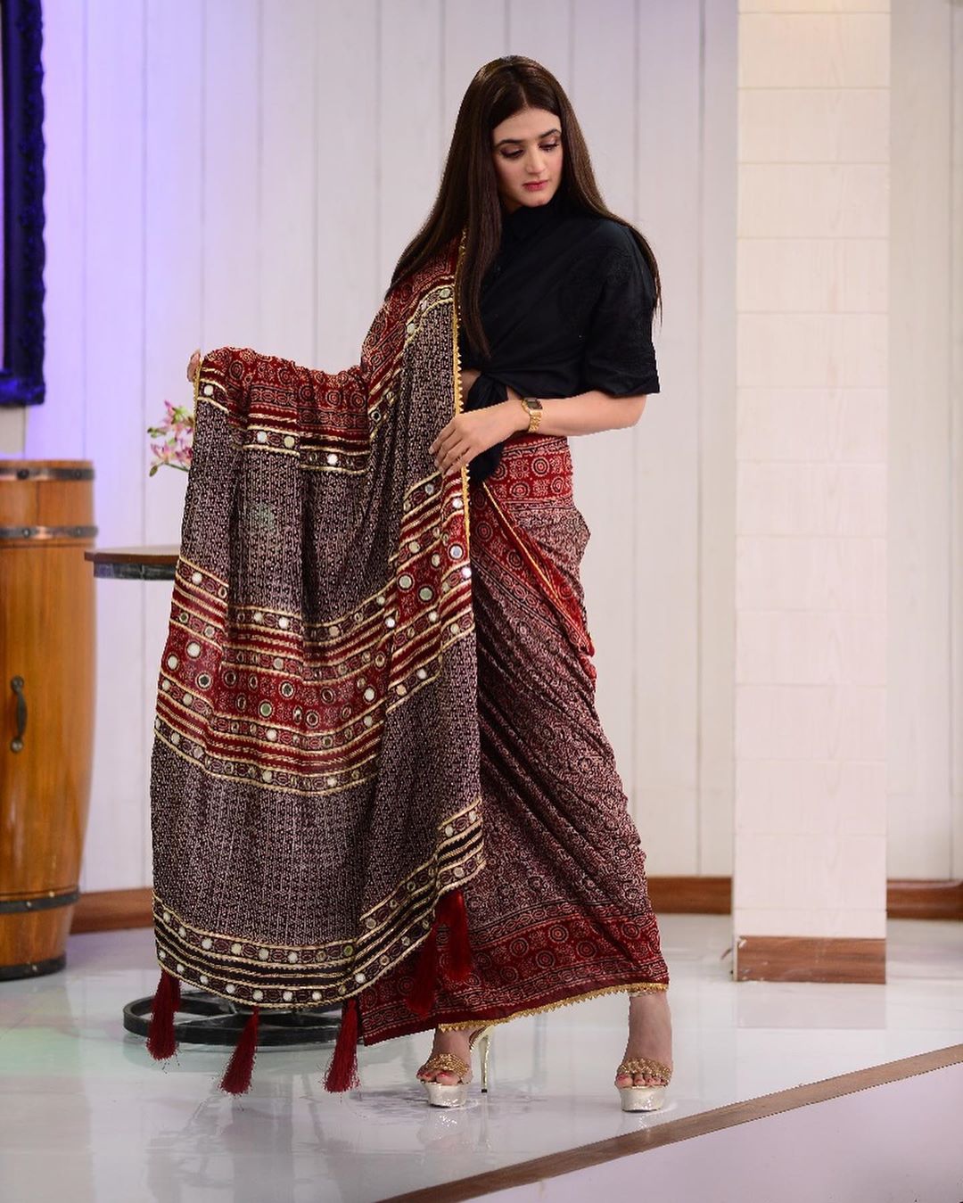 Beautiful Clicks with Different Look of Hira Mani in Saree