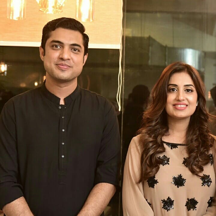 Anchor Iqrar ul Hassan with his Wives at the Launch of his New Restaurant
