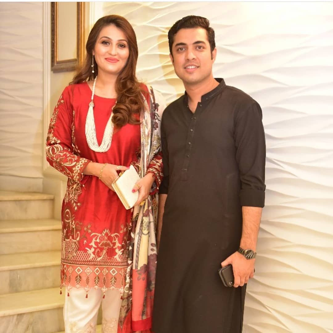 Anchor Iqrar ul Hassan with his Wives at the Launch of his New Restaurant