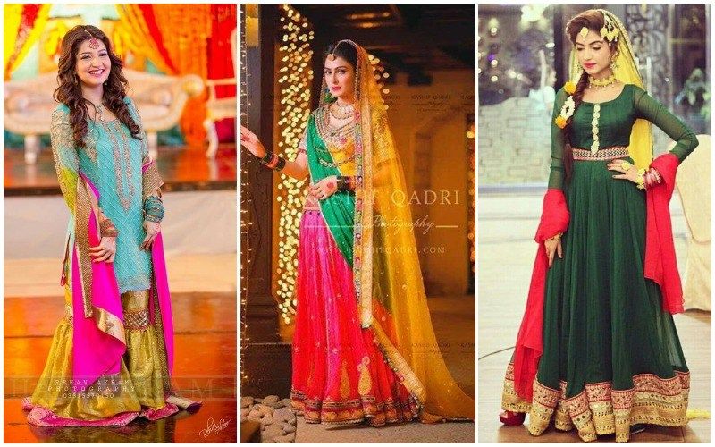 Buy Pakistani Mehndi Bridal Dresses Online | Bride Mayon Designer Dress