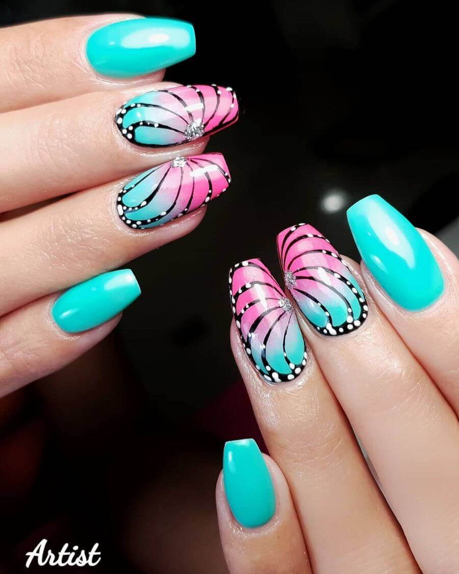The Double-Shaded Wings Butterfly Nail Art Designs