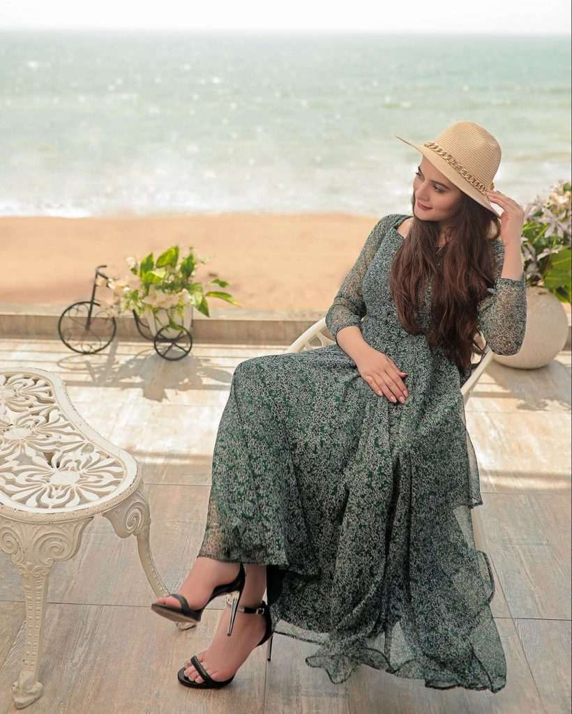 Aiman Khan donning stylish hues from her own collection By The Sea