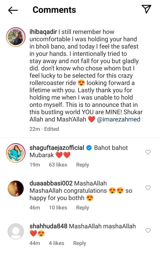 Hiba Bukhari confirms Wedding Rumors with Arez Ahmed