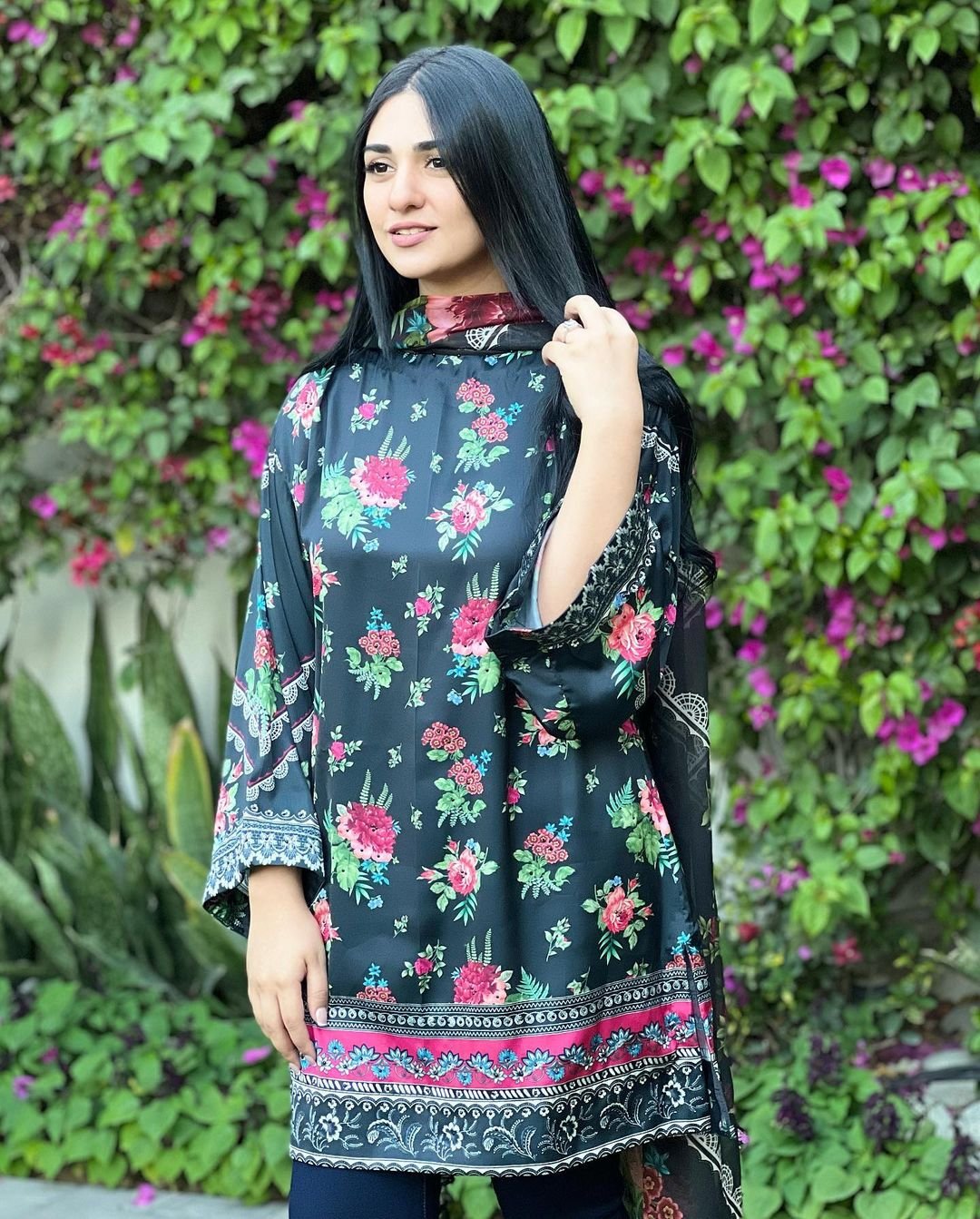 Sarah Khan Twins in Floral Attire