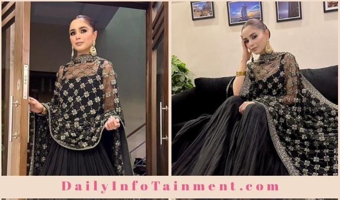 Aima Baig Stuns in a Classic Black Anarkali by Hussain Rehar